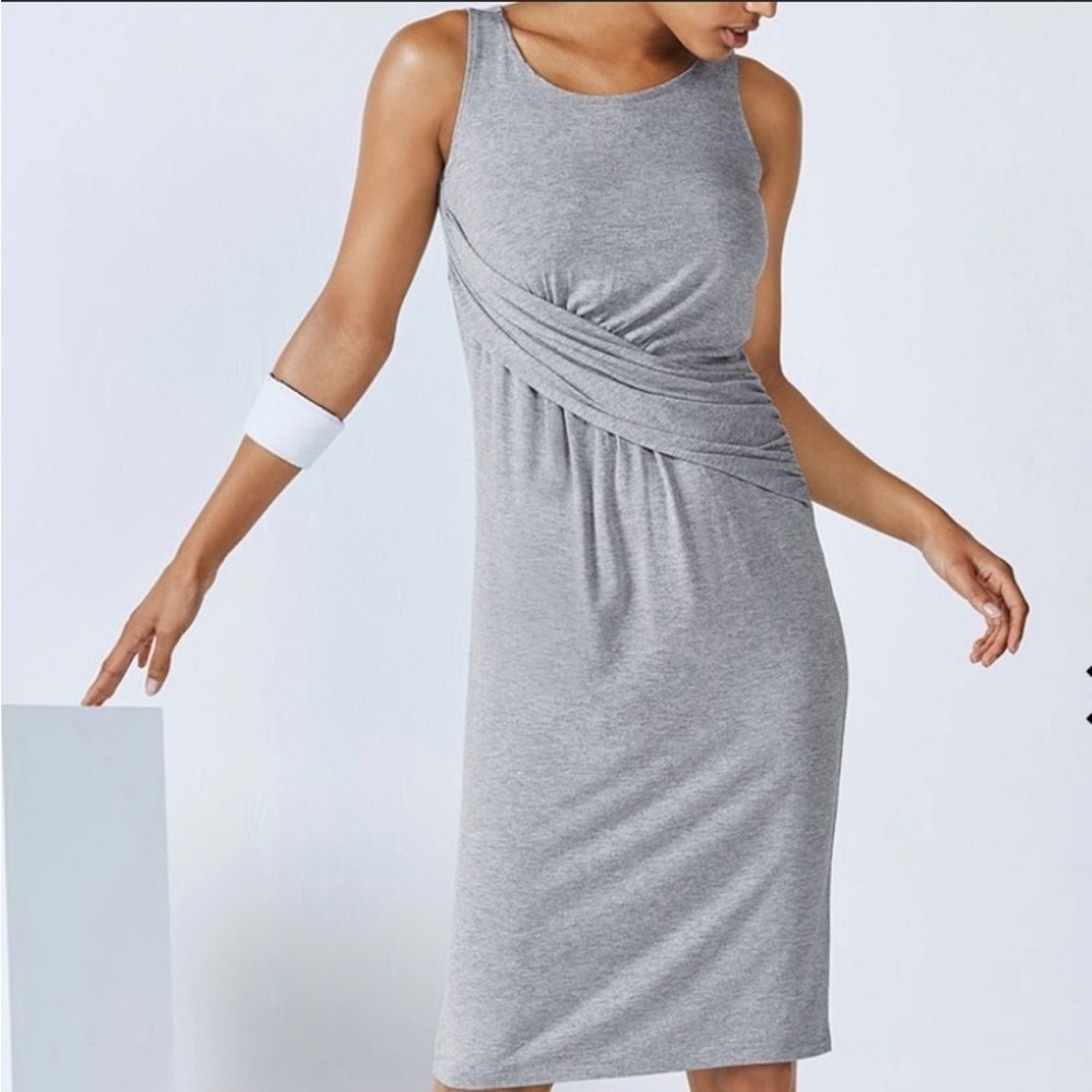FABLETICS RETTA GREY Sleeveless MIDI DRESS Size M